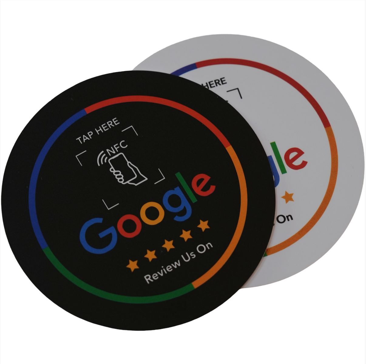 Round adhesive Google review card