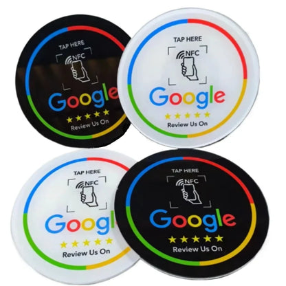 Round adhesive Google review card